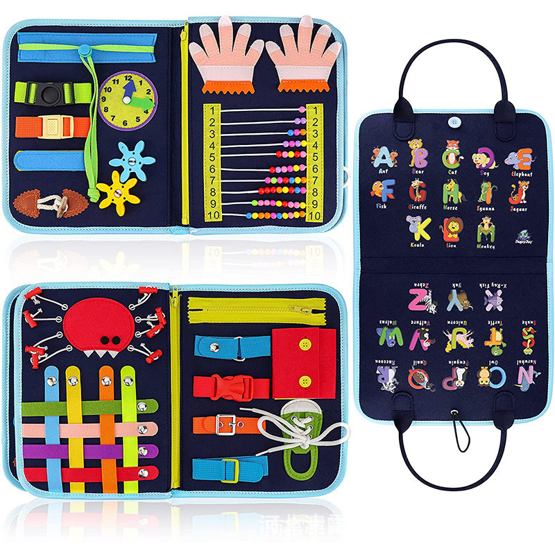 Transfronterizo DIY juguetes educativos de educación temprana para niños tablero ocupado fieltro tablero de aprendizaje Montessori Junta de Educación Temprana