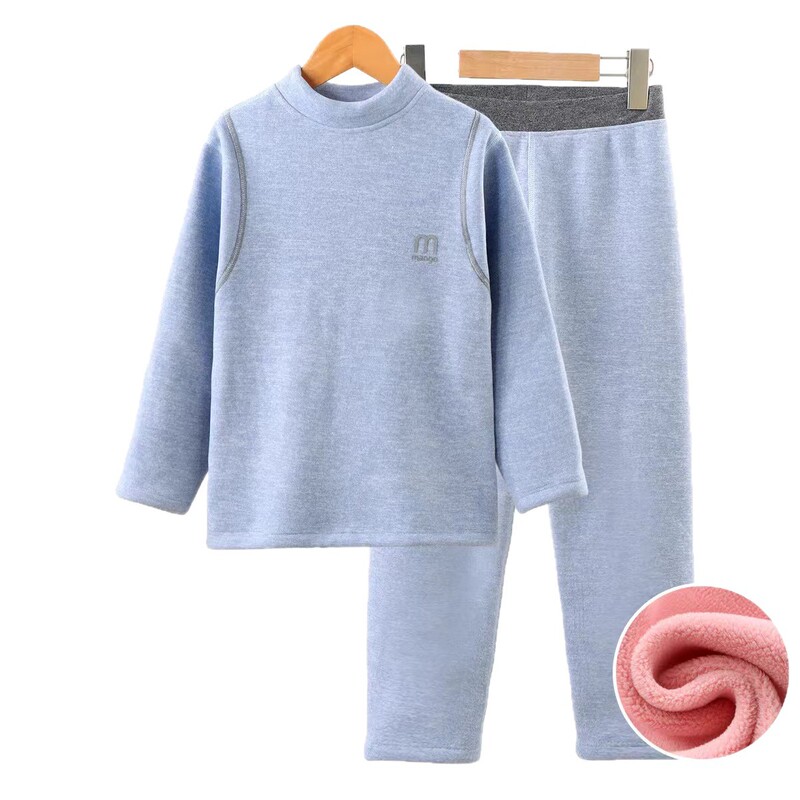 儿童保暖内衣套装奥粒绒加厚校服神器男女童中领秋衣秋裤居家服|undefined
