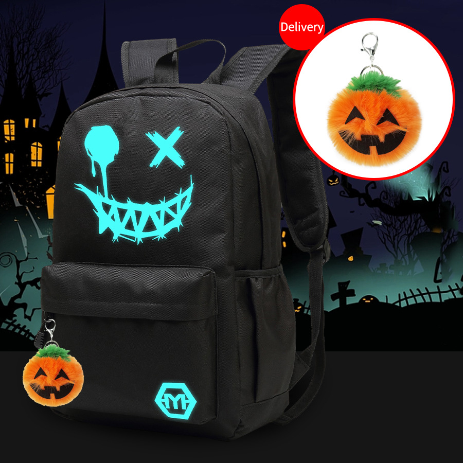 Halloween Large Capacity Fluorescent Backpack for Students, Casual Schoolbag, Travel Bag, Dropshipping Available
