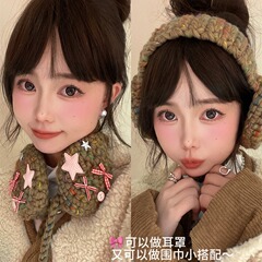 暖かい森の森系の小さな星の蝶結びの毛糸の耳カバーの学生は耳カバーをつけて耳を覆います。