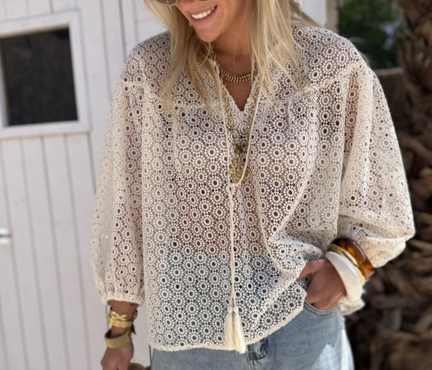 Bohemia comercio exterior transfronterizo ropa de mujer jacquard perspectiva camisa de manga larga femenina europea y americana blusa suelta francesa