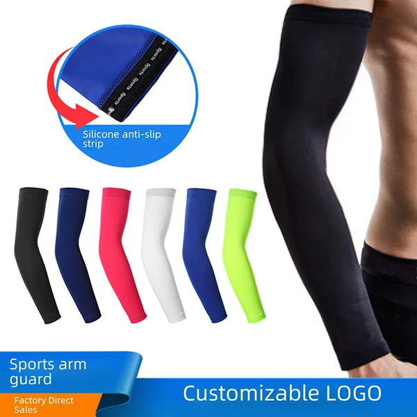 Amazon ice sleeve non-slip ice sleeve sports lycra basketball arm guard outdoor riding anti-DDoS sleeve with LOGO
