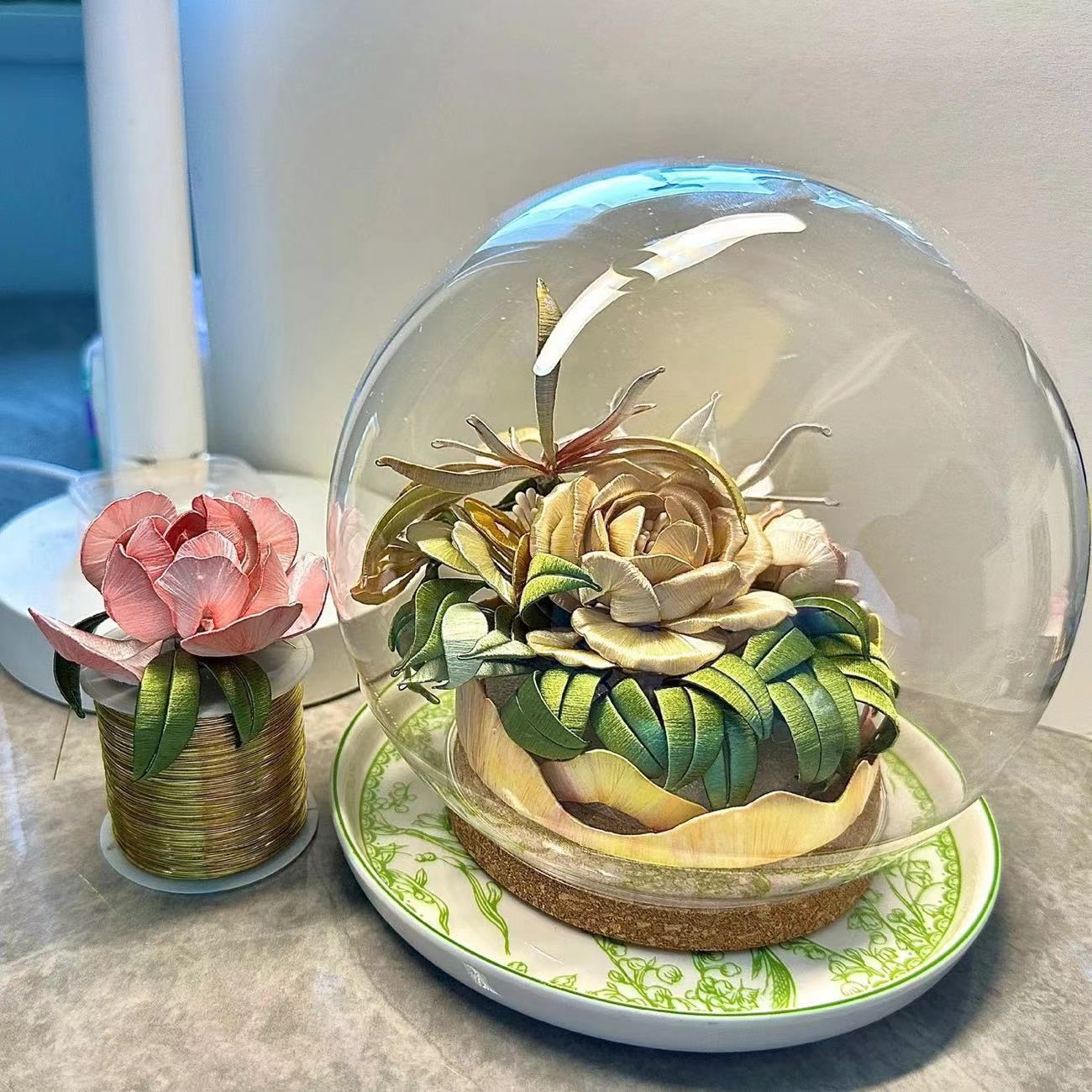 厂家透明球形玻璃罩木塞蛋糕手办标本摆件防尘展示罩桌面装饰手工