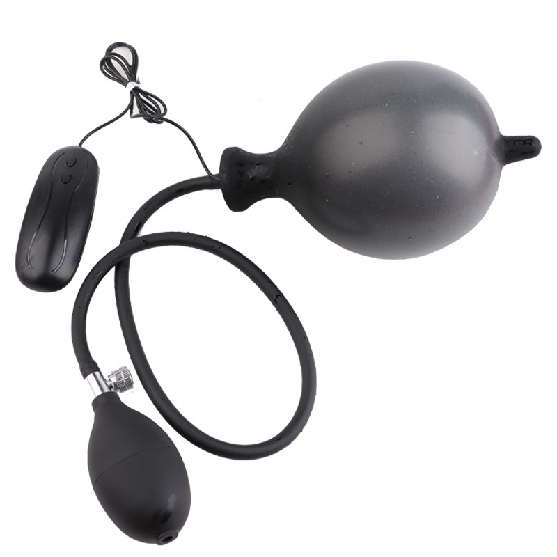 Inflatable Vibrating Anal Plug, 10-Frequency Silicone Expanding Prostate Massager, Black — detail image 2