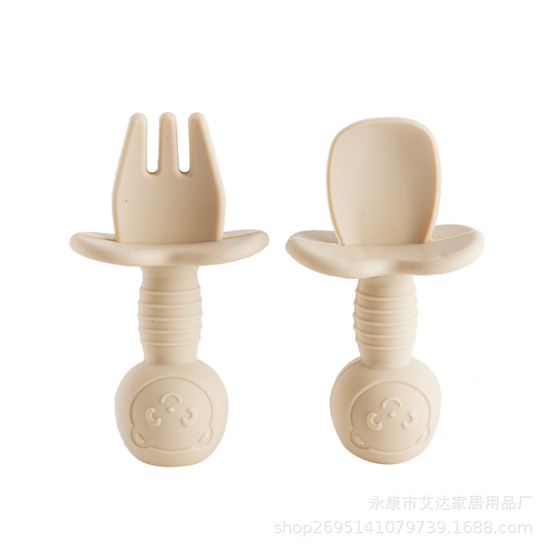 Cuchara de tenedor de dibujos animados de albaricoque ligero