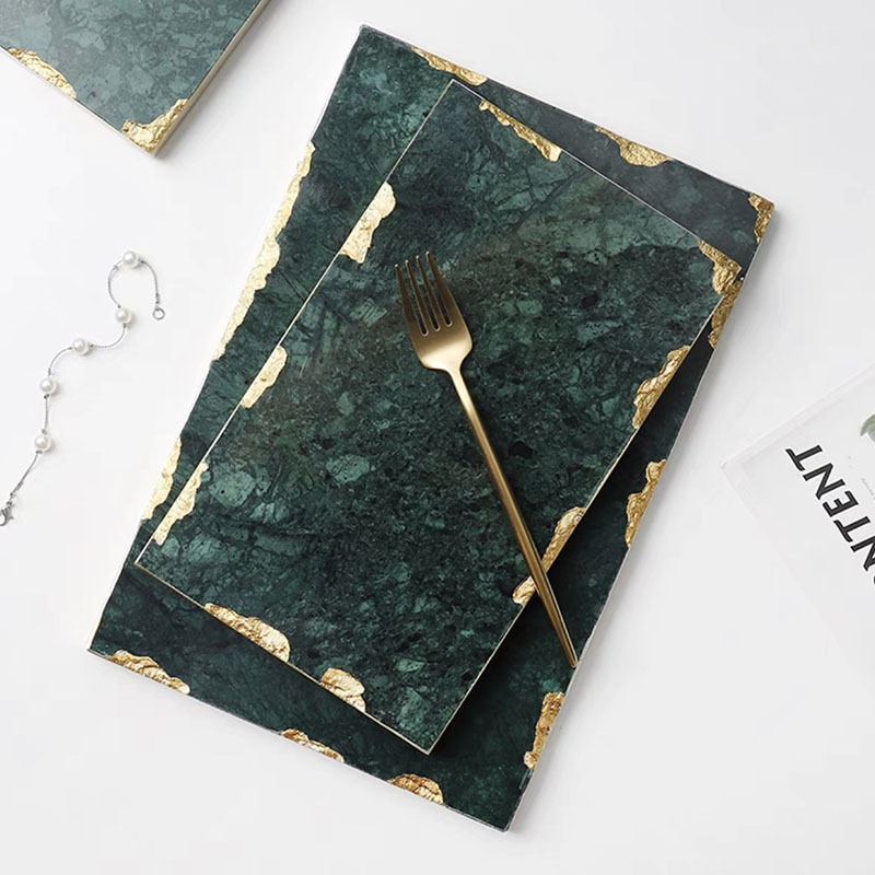 Nordicins verde mármol natural Phnom Penh bandeja cosmética almacenamiento props de disparo decoración de blando para el hogar