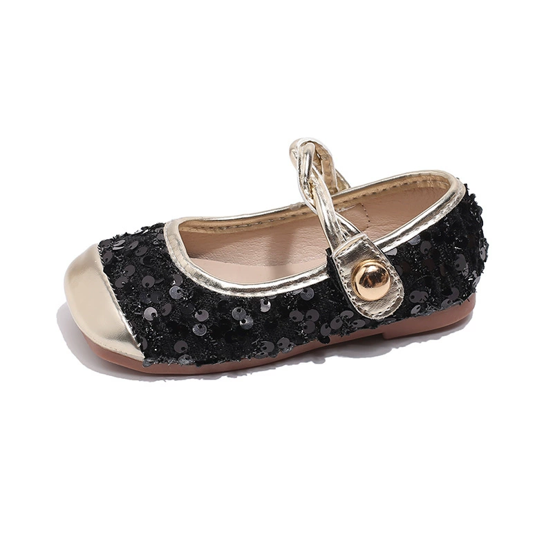Shoes for leather shoes with velcro for princess, Chanel style, soft sole