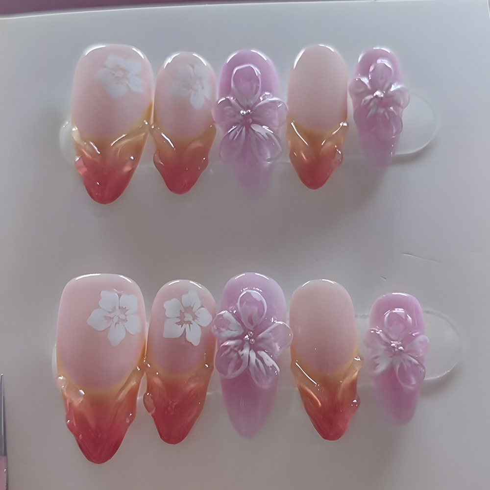 Pieza de uñas de desgaste súper largo diamante transfronterizo uña falsa pieza europea y americana pieza de uñas Comercio exterior parche de uñas prensa en las uñas