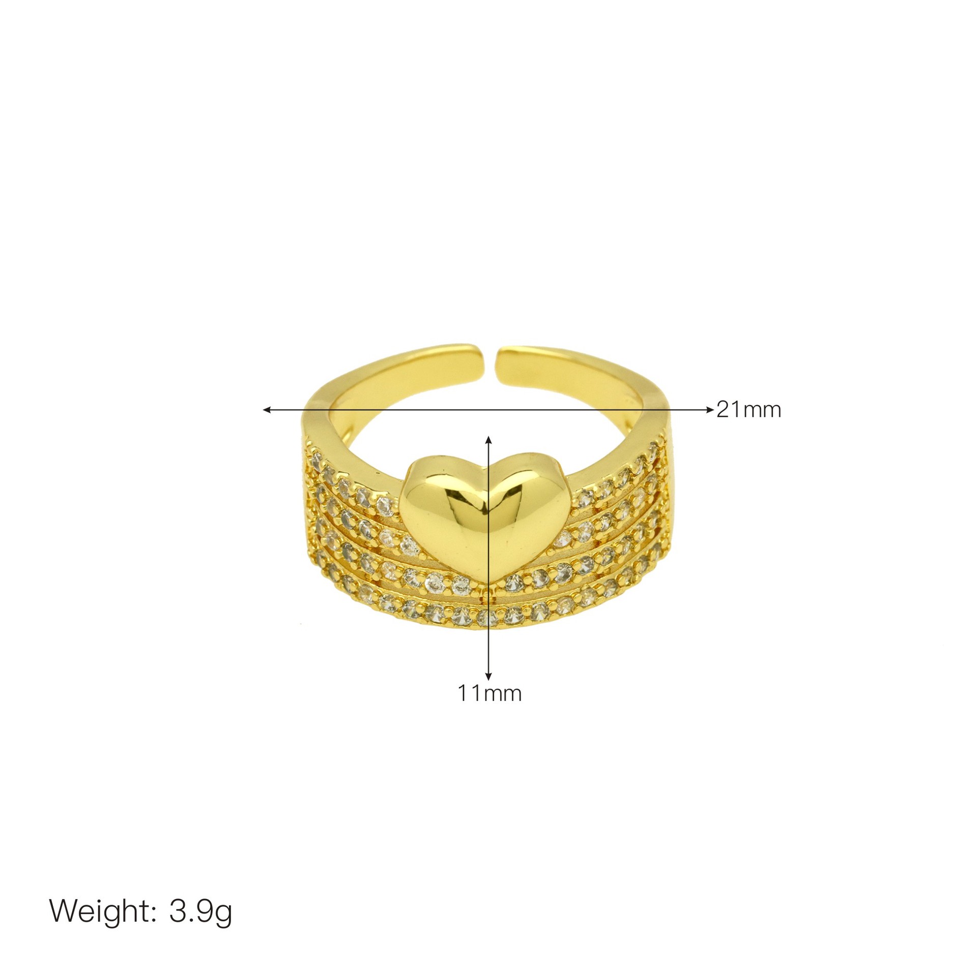 8g Weight Open Rings Classification Adjustable Ring Size 1 Piece Quantity Daily Occasion Copper Material Round, Letter, Heart Shape Pattern Women's Gender Elegant Style 1 Piece Elegant Round Letter Heart Shape Copper Open Rings 5
