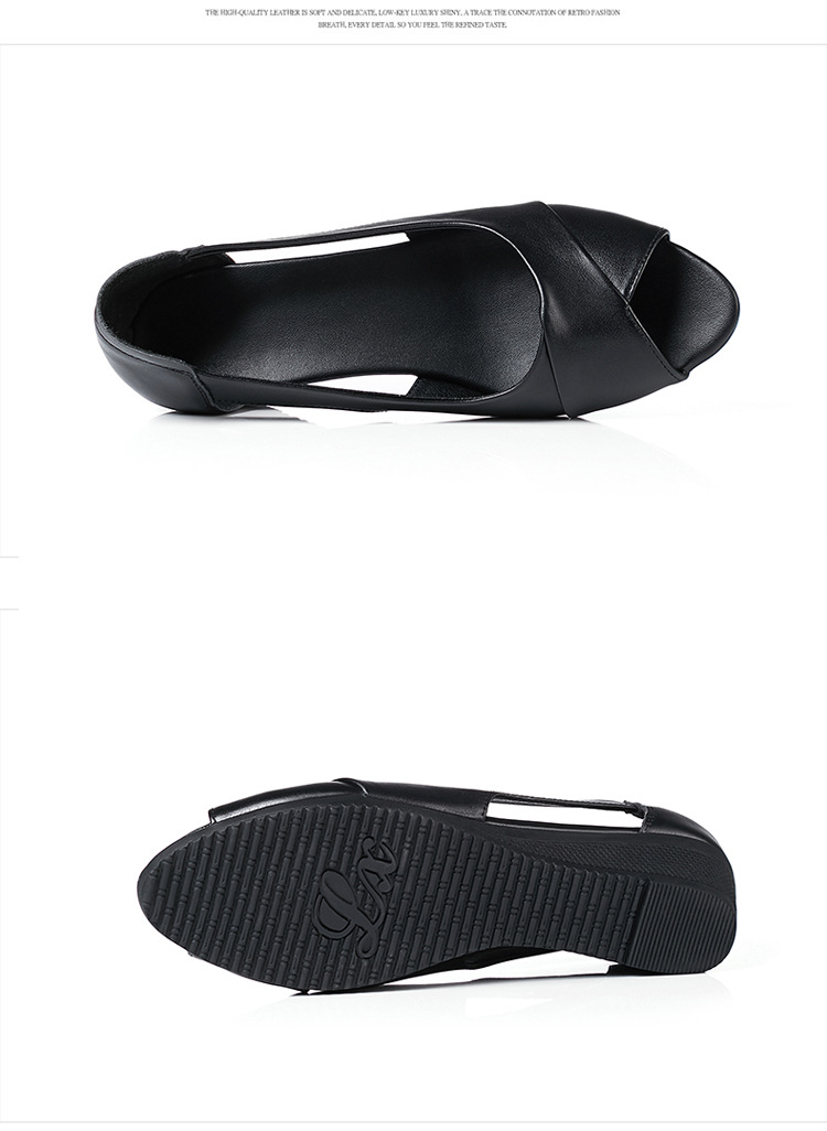 Dép sandal nữ da thật mùa hè, quai chữ V đơn giản, đế xuồng thấp — Màu be chi tiết 14
