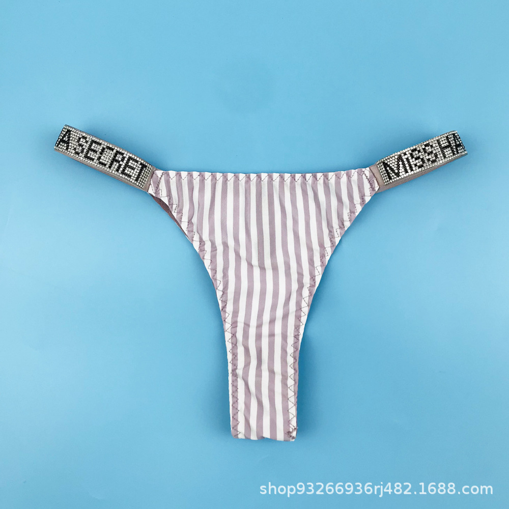 Ropa interior antibacteriana rusa con diamantes de imitación, bragas de talla grande, tanga sexy de cintura baja que levanta la cadera, antibacteriana y transpirable