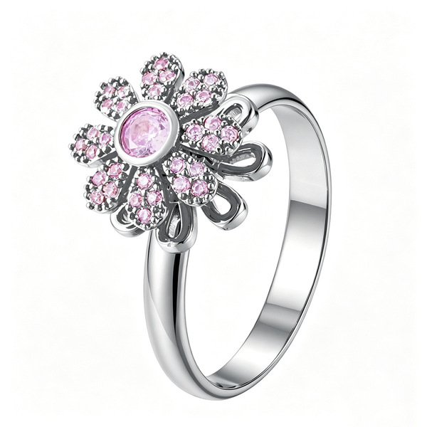 Fashionable cute small design adjustable ring with zircon