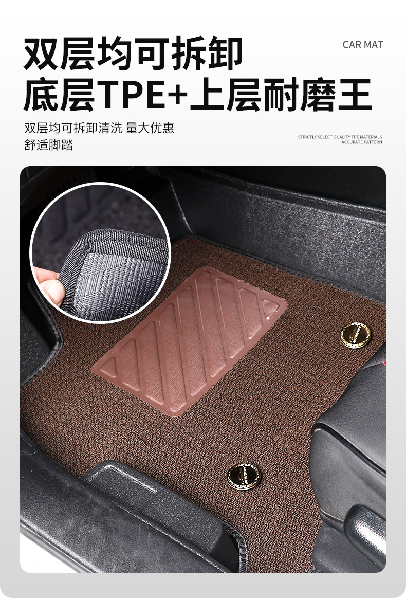 Full-Coverage Tpe Car Floor Mats, Double-Layer Detachable and Wear-Resistant, Suitable for All Car Models