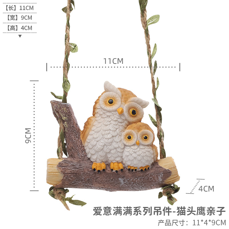 Animales de dibujos animados creativos padres-hijos jardinería colgante jardín paisaje jardín cálido adornos de familia colgante de resina