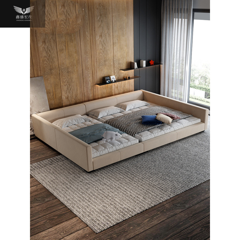 Cama para padres e hijos Cama familiar para dos hijos Cama de tatami Cama ancha Cama doble Dormitorio principal Cama grande Cama empalmada Cama familiar de tres
