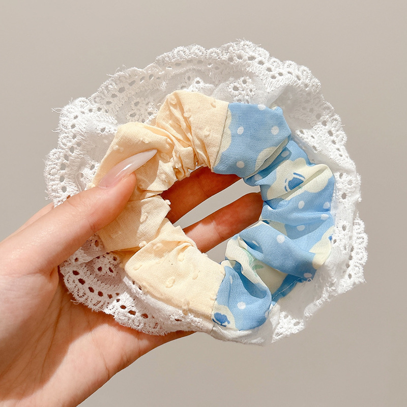 Arco de estilo francés pastoral, anillo de cabello de intestino grande, encaje de alta calidad, cordón de cabello suave coreano, tocado grande