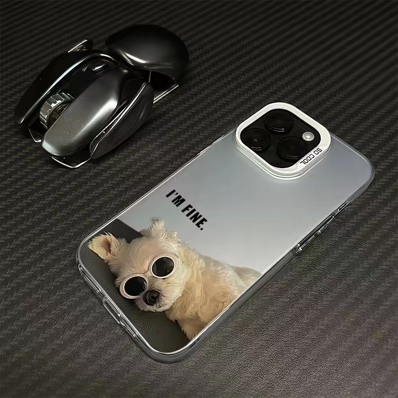 Cáscara plateada de color-blanco-gafas de sol cachorro