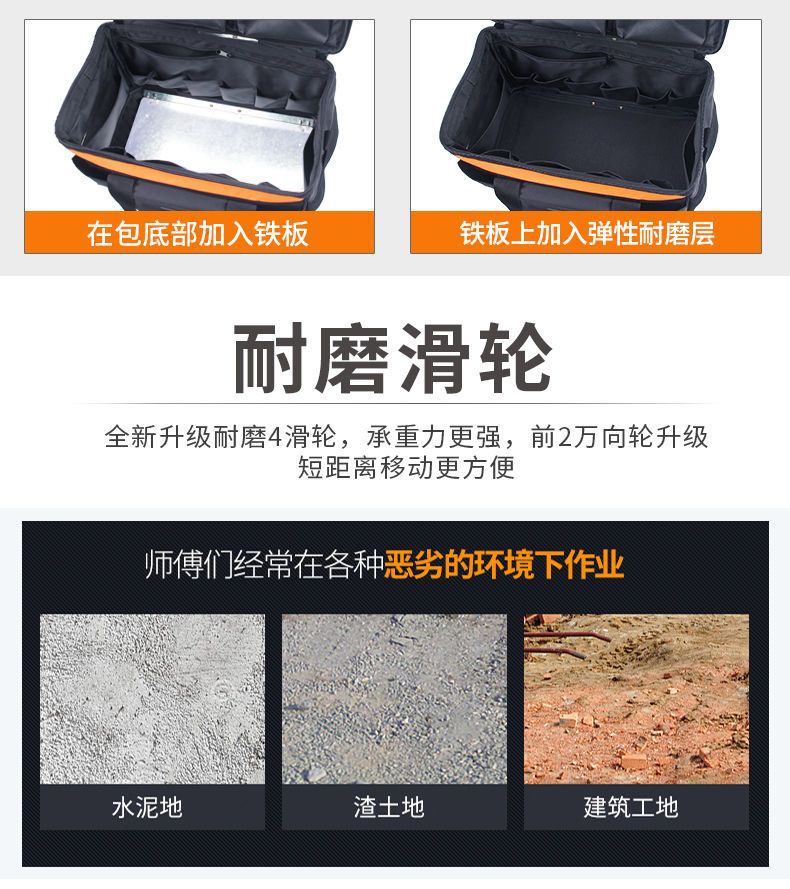 Large Multifunctional Artist's Tool Bag for Decoration and Repair, with Extra-Thick Single Shoulder Strap and Wheels, Trolley-Style Toolbox