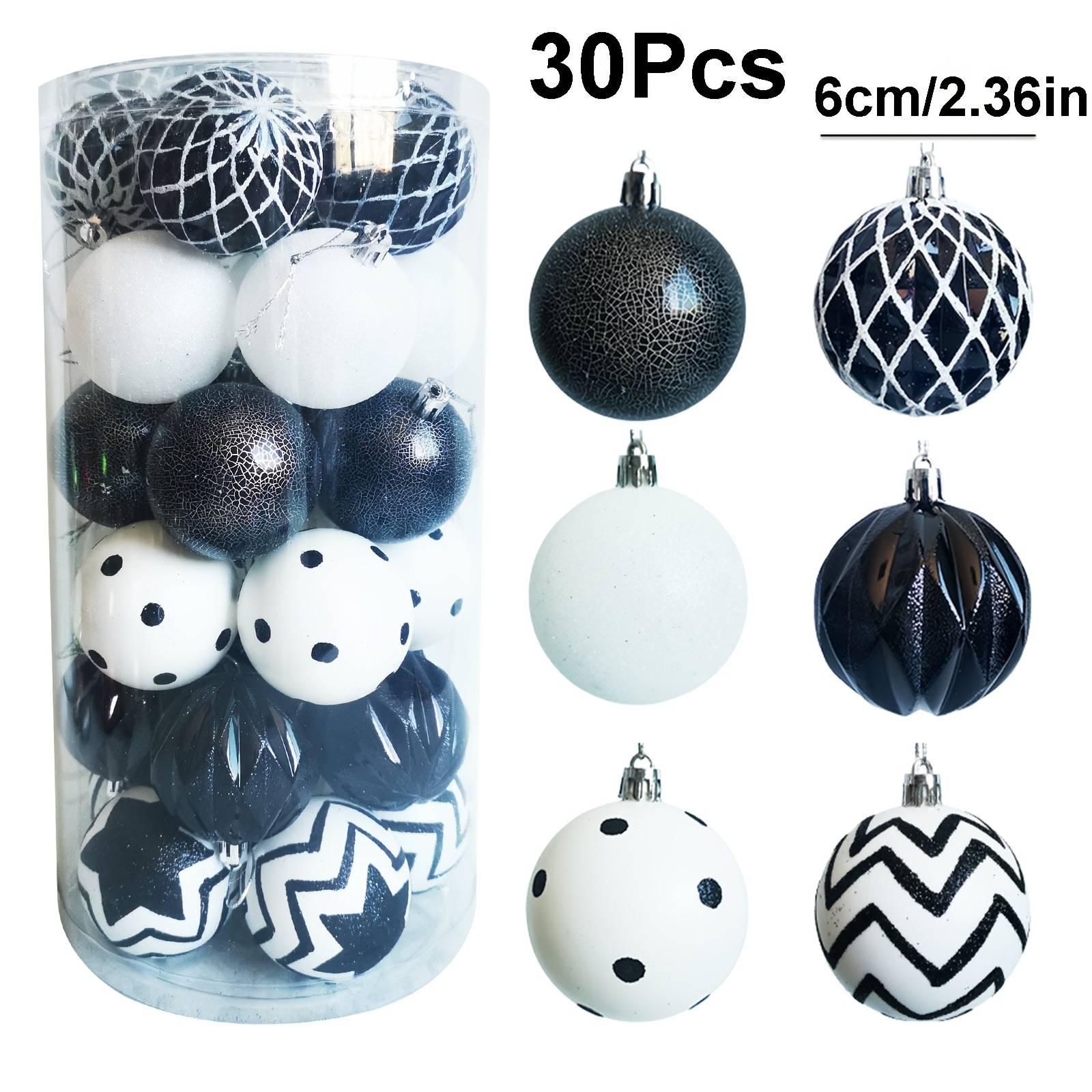 Navidad transfronteriza oro negro agrietado bola de Navidad 6CM30 juegos de bolas decorativas de árbol de Navidad