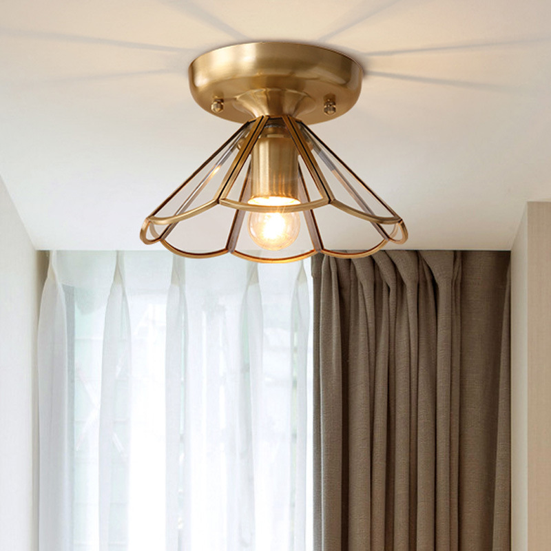 European-style all-copper living room ceiling lamp dining hall lamp American-style hotel guest room LED bedroom balcony study ceiling lamp European-style all-copper living room ceiling lamp dining hall lamp American-style hotel guest room LED bedroom balcony study ceiling lamp