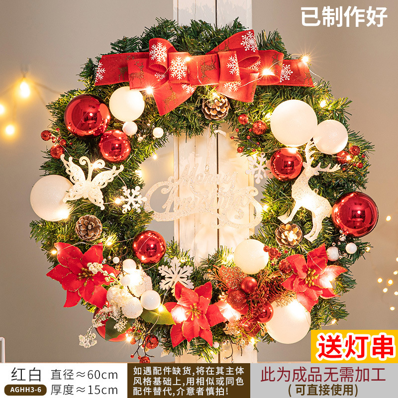 Nueva corona de Navidad, ratán, suministros de decoración navideña, accesorios, colgantes de puertas, colgantes de puertas, adornos de puertas, adornos al por mayor