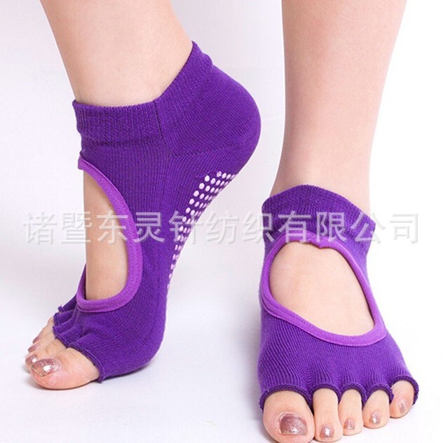 Yoga non-slip socks women's yoga toe socks digging back open toe socks Four Seasons sports toe yoga socks