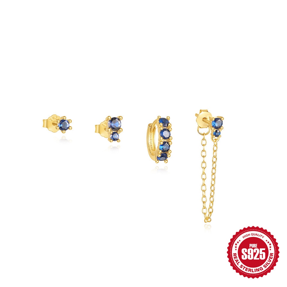 Moda europea y americana estilo ins s925 plata esterlina estrella de ocho puntas básico a juego diario temperamento traje de pendientes de aretes de moda