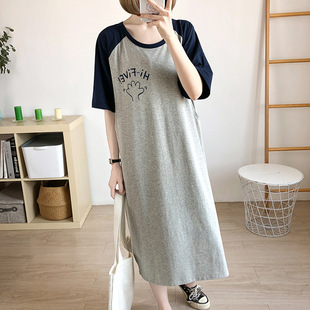 Breastfeeding Dress, Summer Dress, Hot Mom Style, Fashionable Postpartum Pure Cotton T-Shirt Dress, Summer Outer Wear, Breastfeeding Clothes for Women