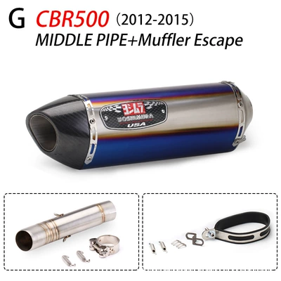 Modified Stainless Steel Middle Section | Motorcycle exhaust pipe - cbr500-12-15-middle-section-r77-four-corner-burnt-blue-carbon-head