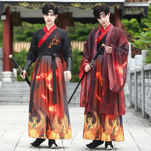 New Original Phoenix Hanfu Embroidered Collar Martial Arts Cloak Couple Chinese Style CP plus size Group Dress