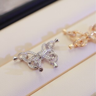 18K Gold Accessories Bow Zircon Buckle Double Layer Necklace Buckle Multifunctional Detachable