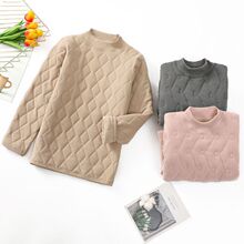 儿童保暖衣冬季内穿羊毛上衣女童加厚中领棉上衣男中大童校服神器