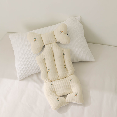 INS Baby Stroller Cushion for Autumn/Winter, Thicker Embroidered Cotton Pad Breathable All-Season Universal Washable in Machine