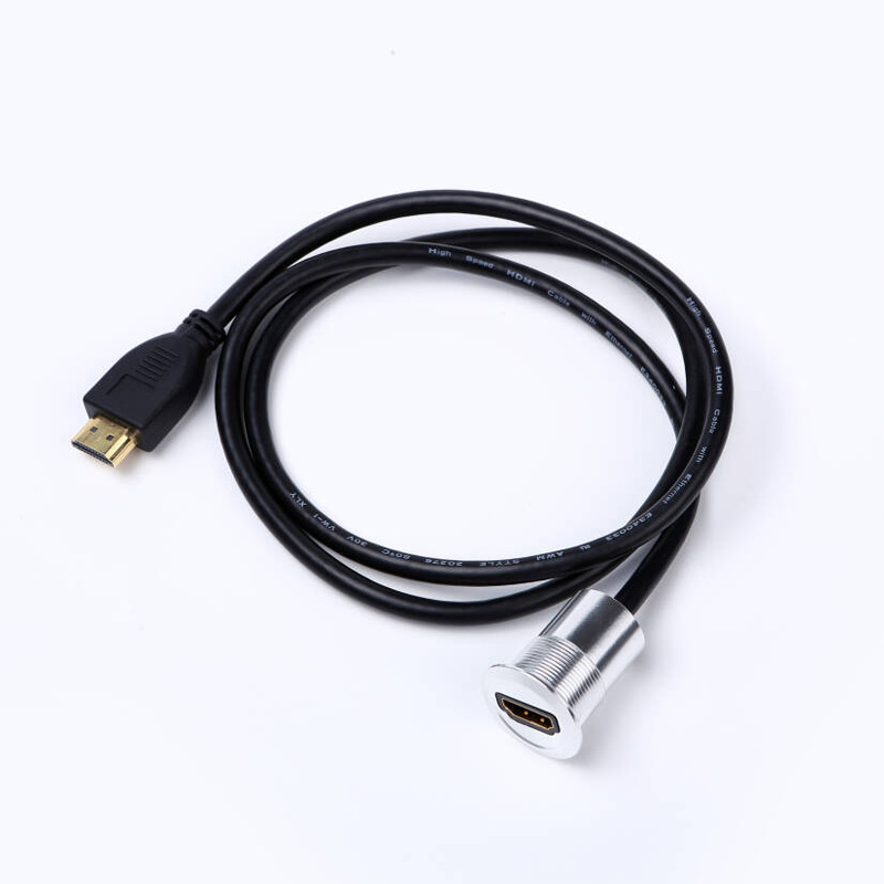 意稳 22mm USB连接器插座安装直径HDMI连接器母对公带1m电缆