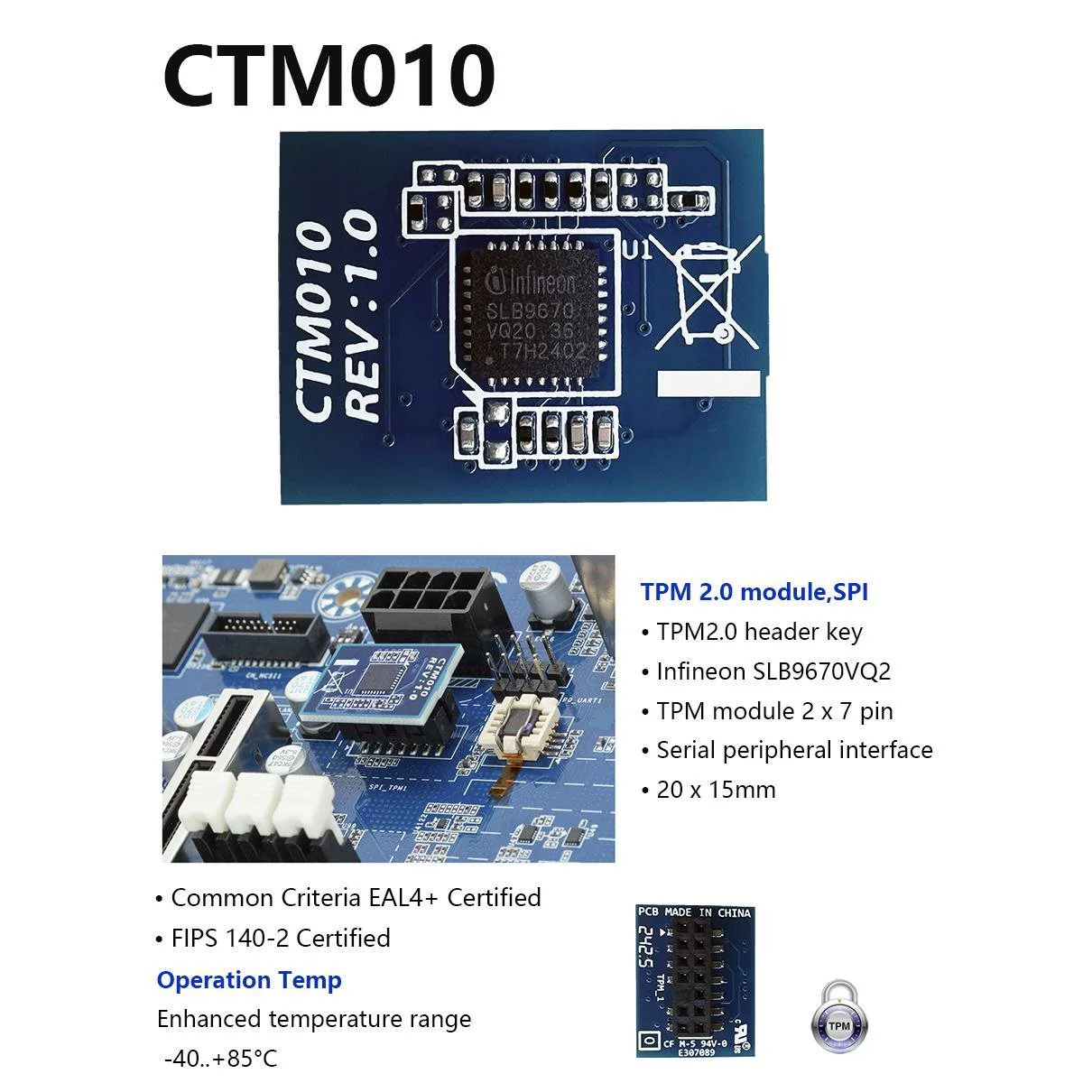  TPM2.0 GC-TPM20_S -SPI M000 010 Доверенная платформа