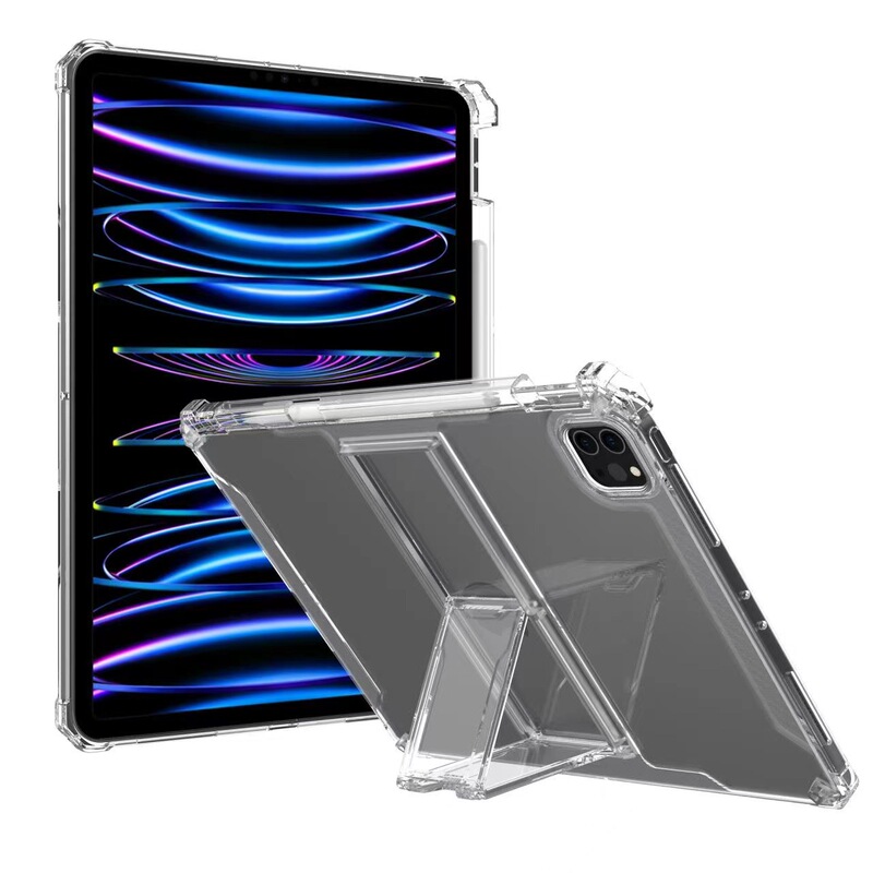 [New] iPad Pro11 Anti-fall Transparent Protective Cover with Pen Slot 9.7/10.2/10.9 PC Bracket Shell
