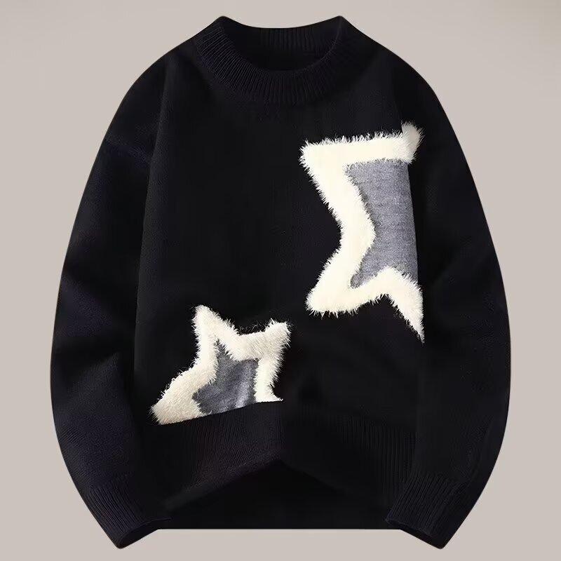 Youth Sweater for Men, Autumn and Winter Casual Warm Knitwear, Base Layer Knit Shirt, Outerwear with a High-End Design, Men's Sweater