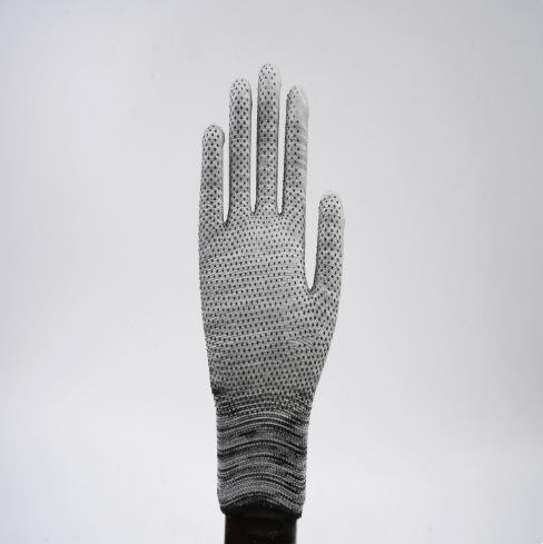 Palma revestida rayada gris de la PU