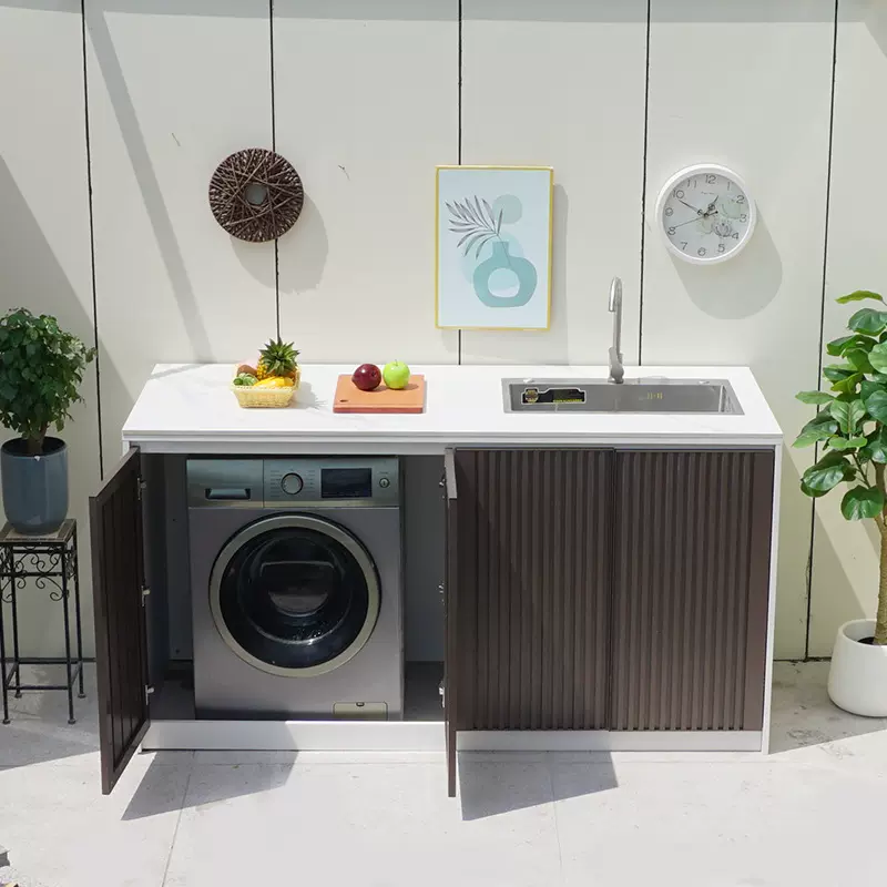 室外洗衣机柜花园水槽洗手盆阳台户外水池铝合金岩板仿石头洗衣池