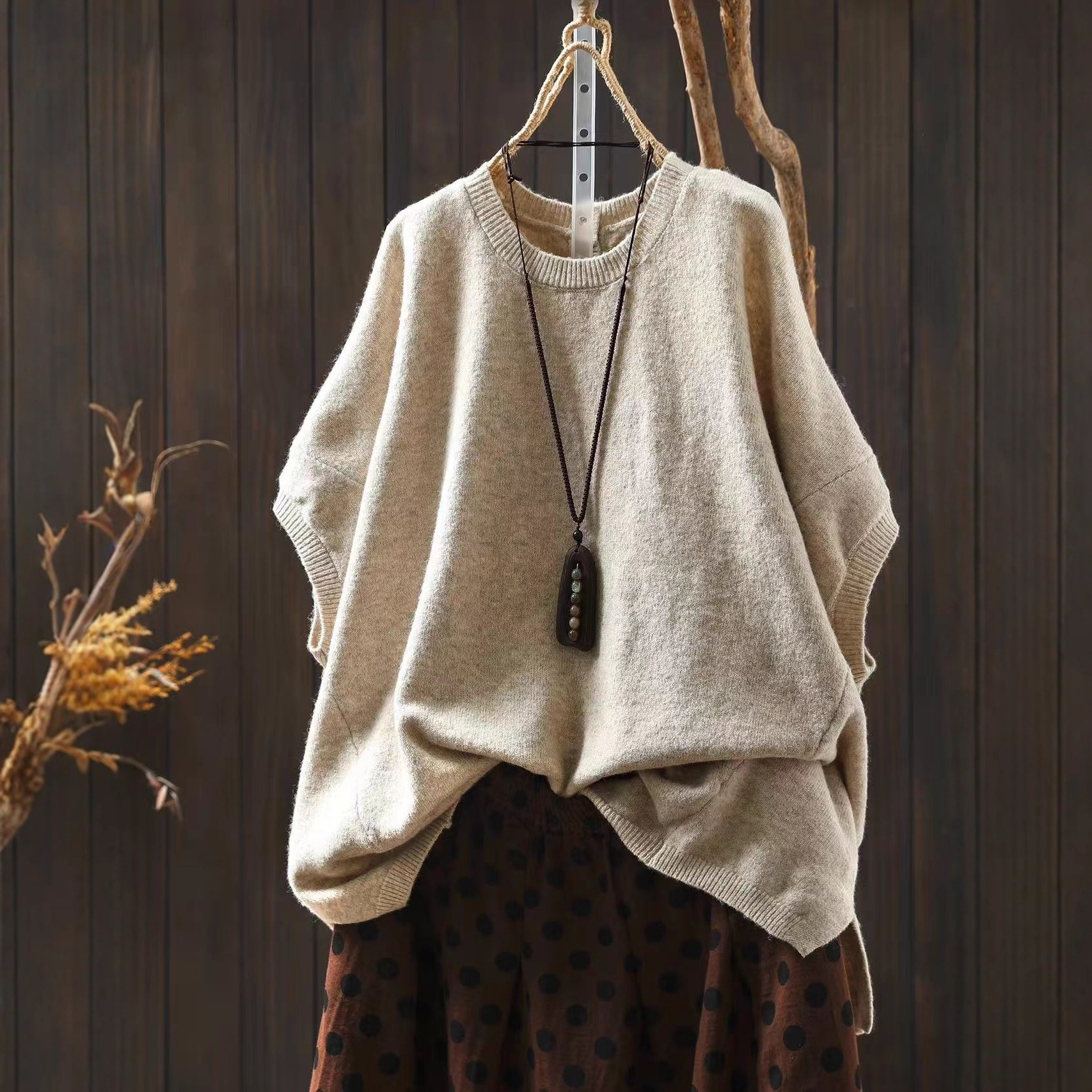 Autumn New Knitwear Women's Knitted Fat Loose Lazy Style Knitwear Top 25611