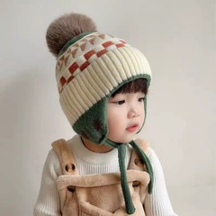 子供用帽子、男の子と女の子向けの暖かい秋冬用帽子、防風雷峰耳保護帽子、ベビーニット厚手のウール帽子