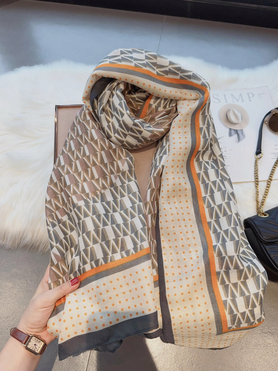 Autunno e inverno nuovi pois geometrici con sciarpa da cappotto in cotone e lino sciarpa lunga in seta sciarpa calda da donna scialle sottile a doppio uso_voghion.com
