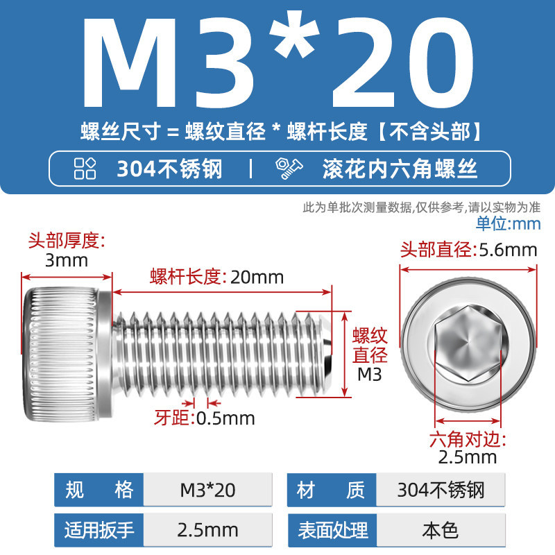 Болт Tianzhuo Hardware M3*20