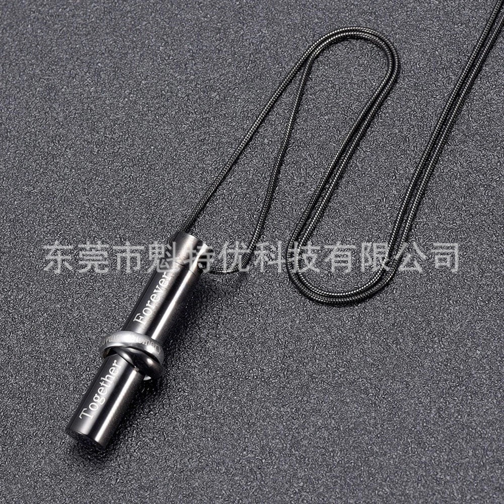 El comercio exterior de la venta caliente juntos para siempre familiares conmemorativos mascota sigue siendo cenizas Caja Acero titanio botella perfume collar