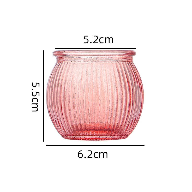 Transfronterizo Amazon para el conjunto de vela de vidrio en relieve, taza de cera de banana de color, candelabro a rayas, patrón de diamante