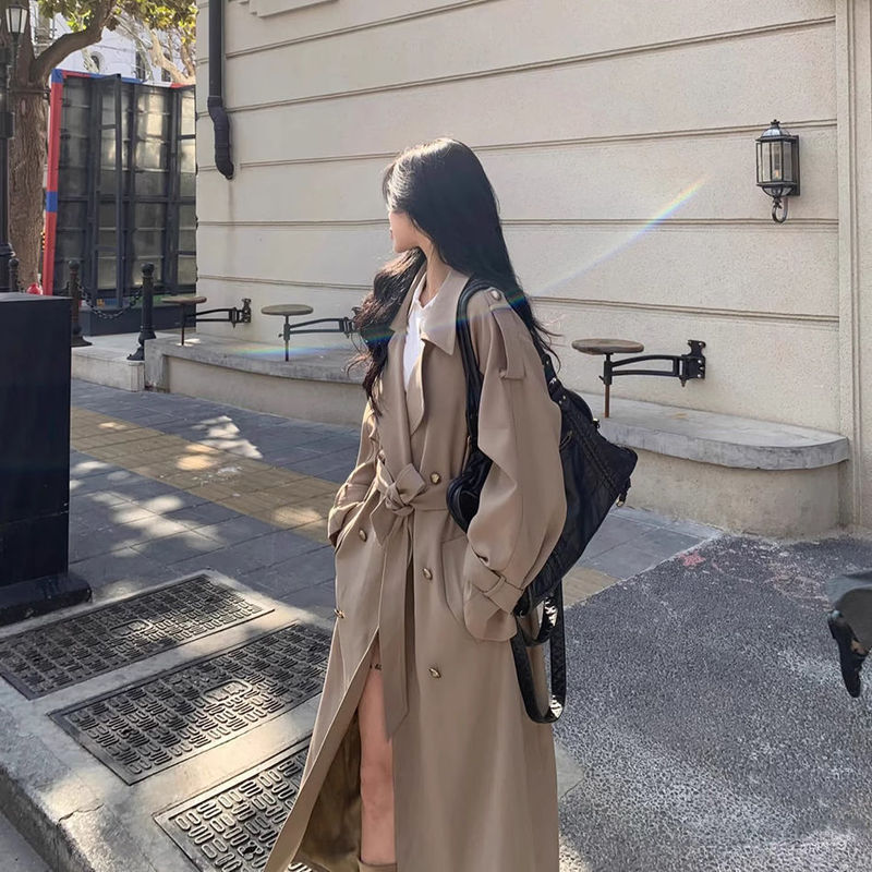潮流设计中长款英伦风衣女潮感西装外套翻领春秋休闲小个子|undefined