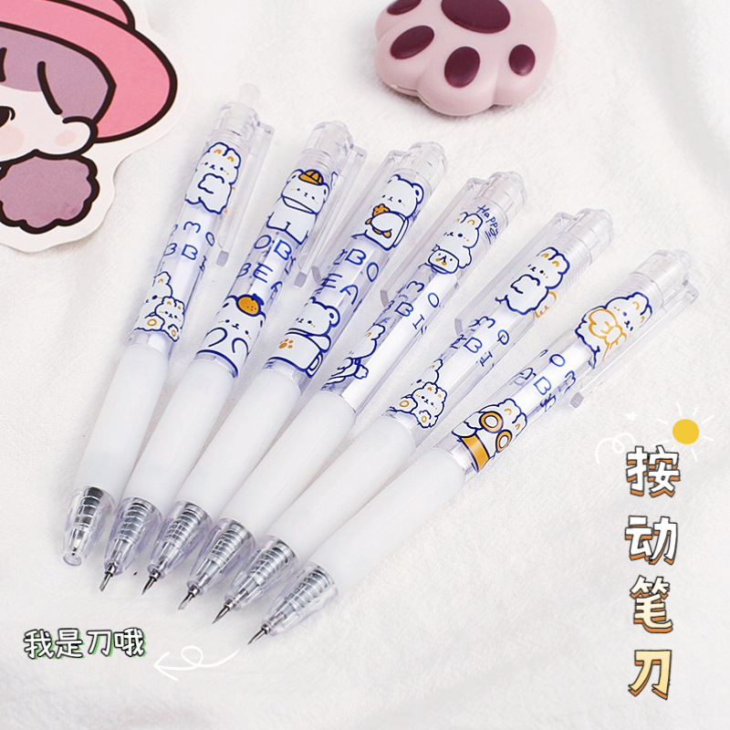 Cream Rabbit Press Pen Knife Cute Hand Account Cutting Knife Student DIY Handmade Knife Girl Heart Pen Shape Small Knife Head