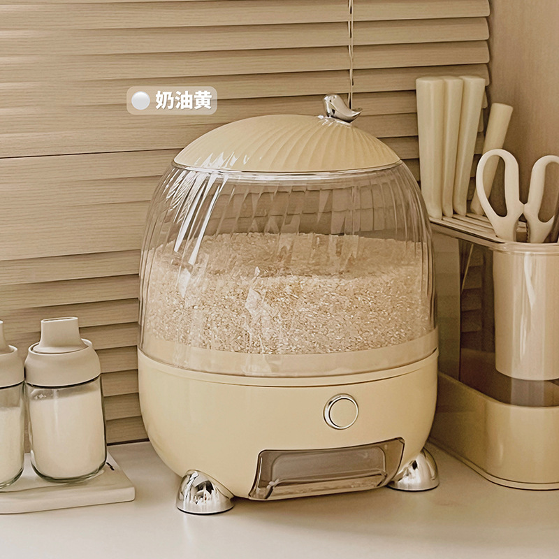 Cubo de arroz hogar a prueba de insectos a prueba de humedad sellado de calidad alimentaria olla de arroz caja de almacenamiento de arroz de granos tipo prensa