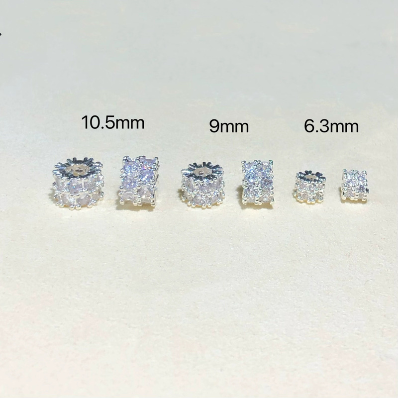 水晶配件14k包金厚银锆石双层隔珠diy手工手链项链串珠配件饰品|undefined