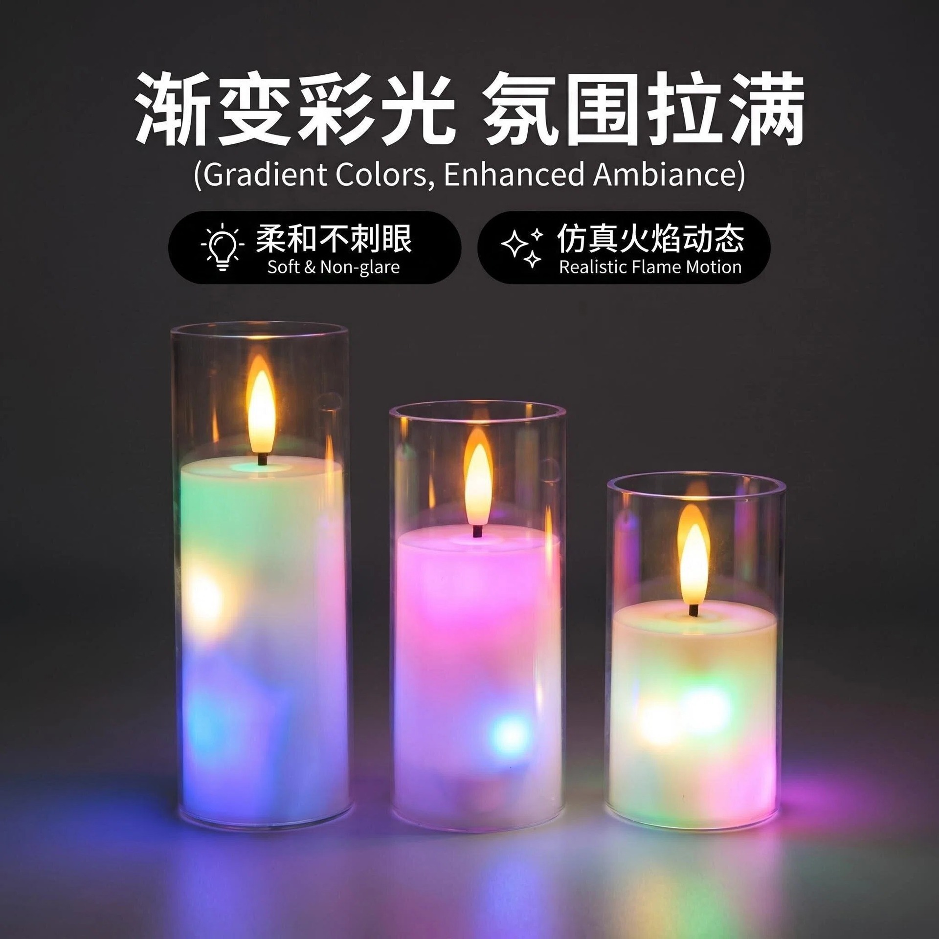 LED lámpara de vela electrónica de simulación de vidrio cera de boda cumpleaños restaurante Navidad decoración del hogar atmósfera vela
